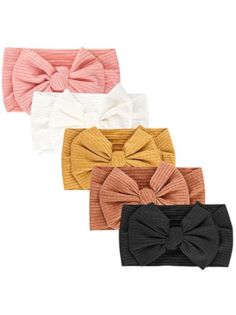 Baby Girl Nylon Bow Headbands 5 Pack Newborn Infant Stretchy Soft Hair Bands